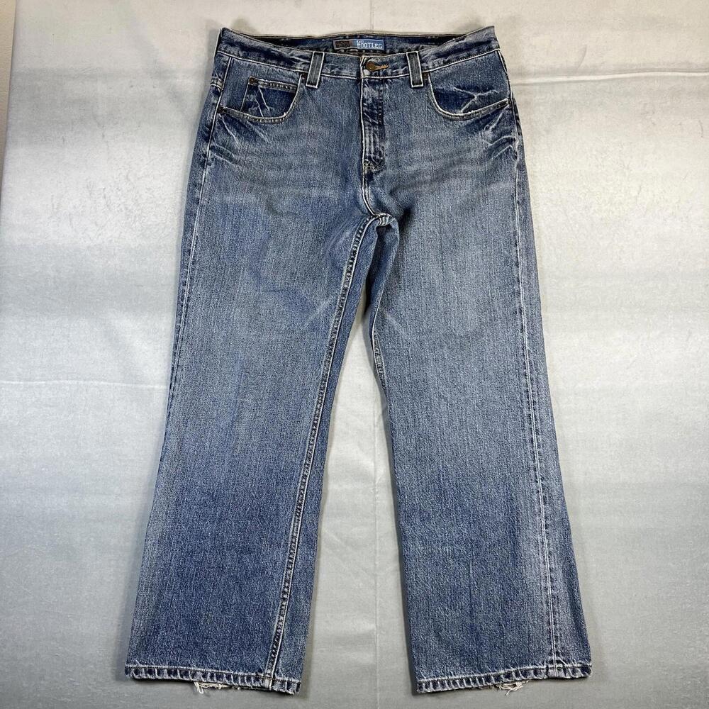 VTG 90s Anchor Blue Baggy Jeans Mens 34x30 Blue Easy Bootleg Med Wash Wide Leg